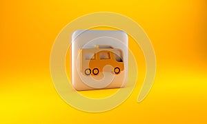 Gold Bus icon isolated on yellow background. Transportation concept. Bus tour transport. Tourism or public vehicle