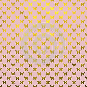 Gold Butterflies Polka Dot Metallic Faux Foil Pink Background