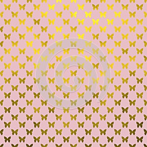 Gold Butterflies Polka Dot Metallic Faux Foil Pink Background photo