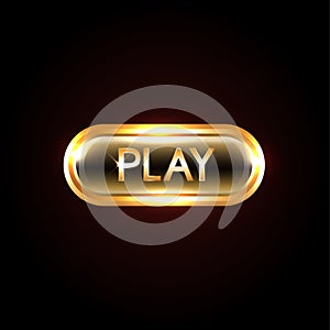 Gold button Play. VIP luxury button Play. Vector illustration.