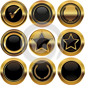 Gold buttons and labels