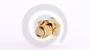 Gold Camera Photography Equipment Golden Luxury Art Decorative Wealth Elite White Background
