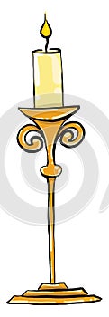 Gold candlestick, illustration, vector