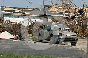 Gold Car After Tornado