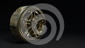 Gold car wheels and alloy wheels