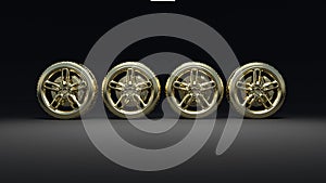 Gold car wheels and alloy wheels