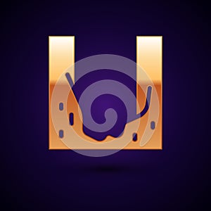Gold Cemetery digged grave hole icon isolated on black background. Vector