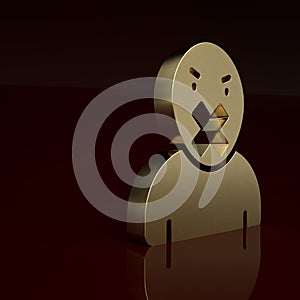 Gold Censor and freedom of speech concept icon isolated on brown background. Media prisoner and human rights concept