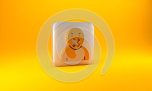 Gold Censor and freedom of speech concept icon isolated on yellow background. Media prisoner and human rights concept