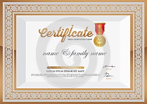 Gold Certificate of Completion Template. thai art element