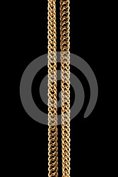 Gold chain isolated on black background