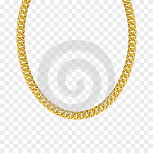 Gold chain isolated. Vector necklace