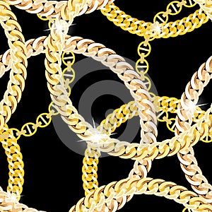 Gold Chain Jewelry Seamless Pattern Background