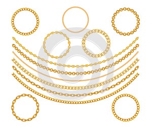 Gold Chain Jewelry on White Background. Vector Illustration