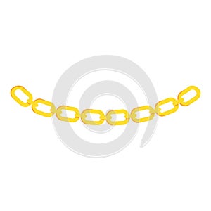 Gold Chain link icon isolated on black background. Link single. Long shadow style. Vector.