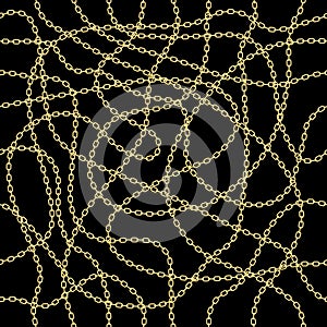 Gold chain seamless vector background.