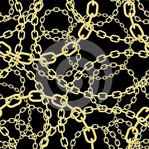 Gold chain seamless vector background.