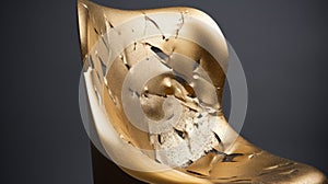 Distorted And Fractured Gold Chair With Pitted Metal Cover photo