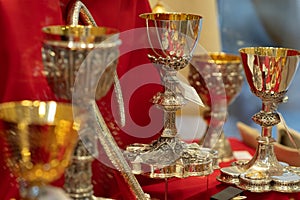 Gold chalices or goblets