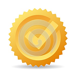 Gold check mark vector icon