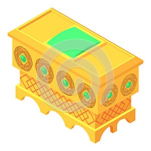 Gold chest icon, isometric style