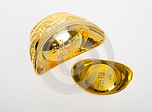 Gold or Chinese gold ingot mean symbols of wealth and prosperity