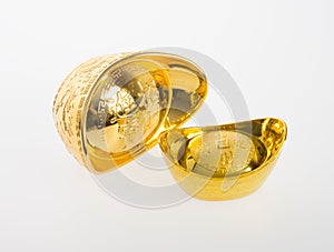 Gold or Chinese gold ingot mean symbols of wealth and prosperity