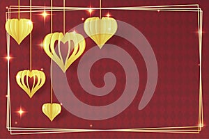 Gold Chinese lanterns and red background banner