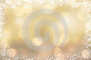 Gold Christmas background with snowy border photo