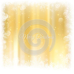 Gold Christmas background. Xmas glowing Golden Background and lights. Gold Holiday New year Abstract Glitter Defocused Background