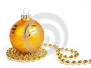 Gold christmas ball and gold decoration, isola