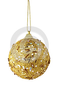 Gold christmas ball isolated