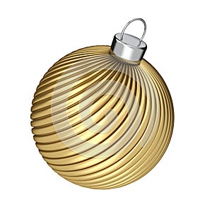 Gold Christmas ball with twisted stripes design