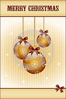 Gold christmas balls and bows