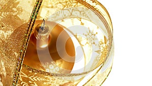 Gold Christmas Bauble in Ribbon