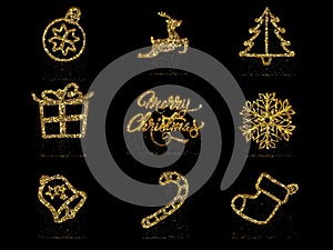 Gold Christmas elements pack for decorations