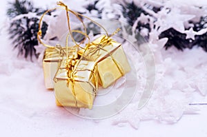 Gold Christmas gifts decoration