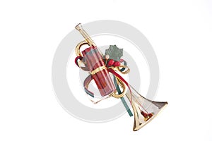 Gold Christmas Horn Ornament