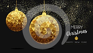 Gold Christmas and New Year low poly bauble