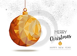 Gold Christmas and new year ornament in low poly