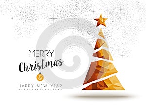 Gold Christmas and new year pine tree low poly art