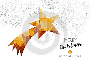 Gold Christmas new year star ornament in low poly