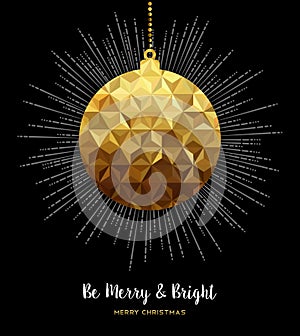 Gold Christmas ornament bauble in low poly style