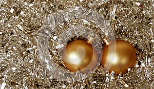 Gold Christmas Ornaments in Tinsel