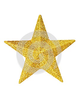 Gold Christmas star on white