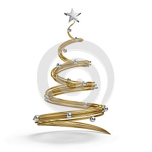 Gold Christmas tree with chrome balls