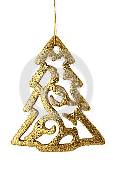 Gold christmas tree isolated