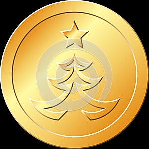 Gold Christmas Tree Token photo