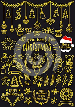 Gold Christmas vector design elements
