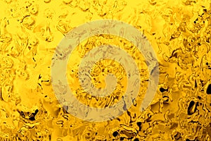 Gold chromium liquid background, circle bubble particle backdrop